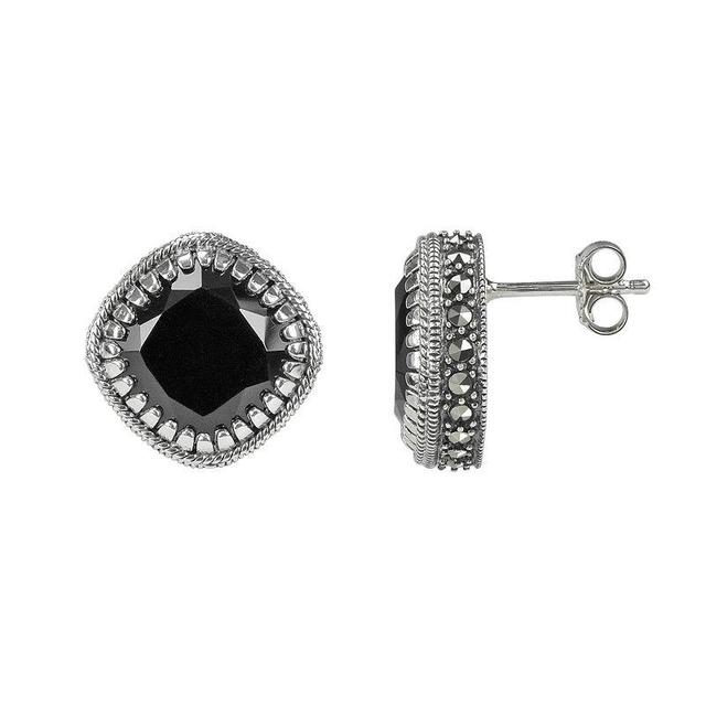 Lavish by TJM Sterling Silver Black Onyx Stud Earrings, Womens Product Image