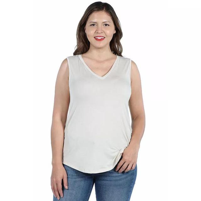 Plus Size 24Seven Comfort Apparel V-Neck Sleeveless Rounded Hemline Top, Womens Blue Product Image