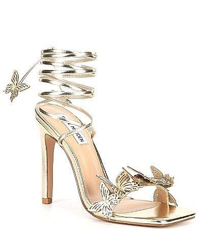 Steve Madden Utopia Metallic Butterfly Embellished Ankle Wrap Strappy Dress Sandals Product Image