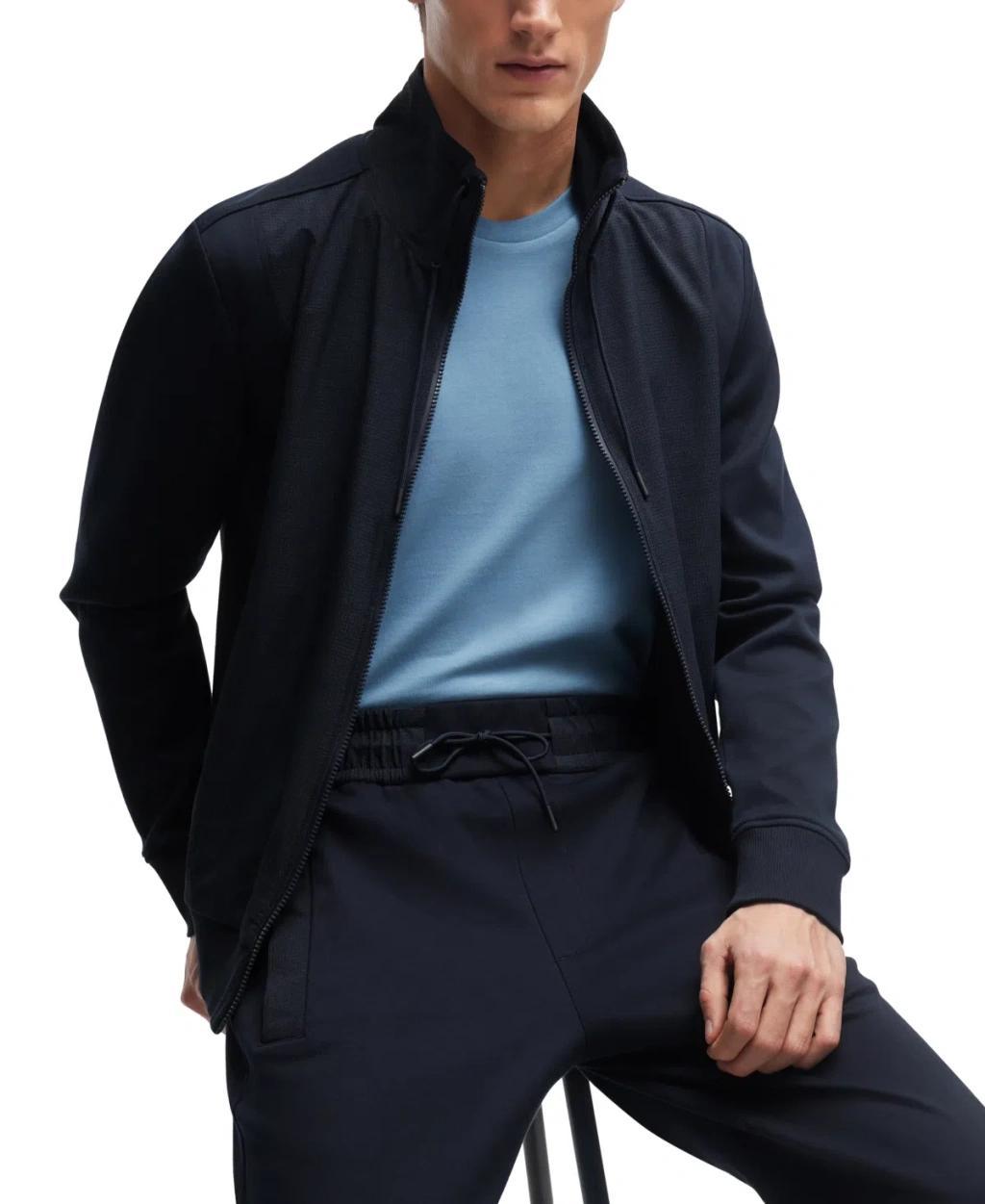 Boss By  Men's Packable Zip-up Sweatshirt In Dark Blue Product Image