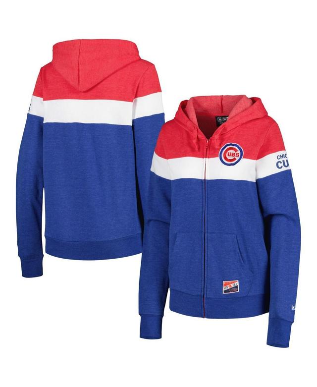 Womens New Era Heather Royal Chicago Cubs Colorblock Full-Zip Hoodie Jacket Product Image