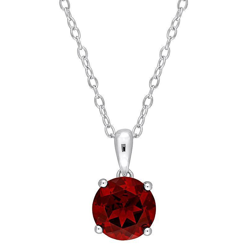 Stella Grace Sterling Silver & Gemstone Round Stud Pendant Necklace, Womens Red Product Image