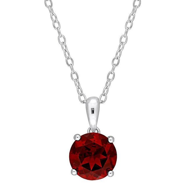 Stella Grace Sterling Silver & Gemstone Round Stud Pendant Necklace, Womens Red Product Image