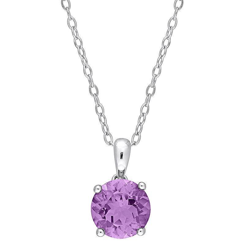 Stella Grace Sterling Silver & Gemstone Round Stud Pendant Necklace, Womens Purple Product Image