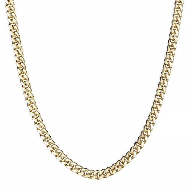 Mens LYNX 14k Gold Over Silver 6.4mm Miami Cuban Chain Necklace Gold Tone Product Image