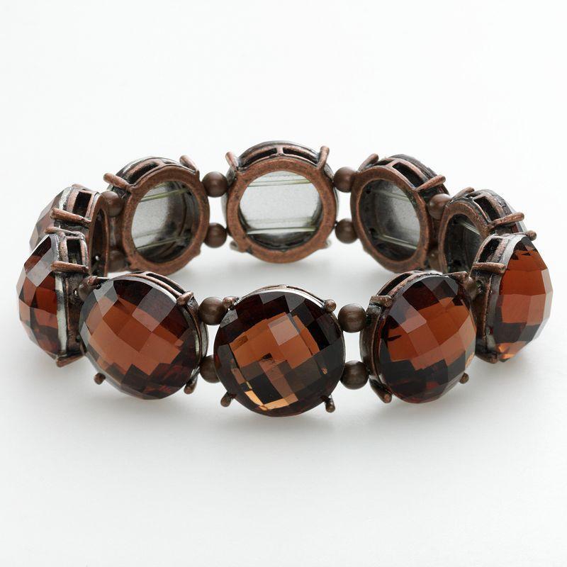 1928 Copper Tone Simulated Crystal Stretch Bracelet, Womens, Brown Product Image