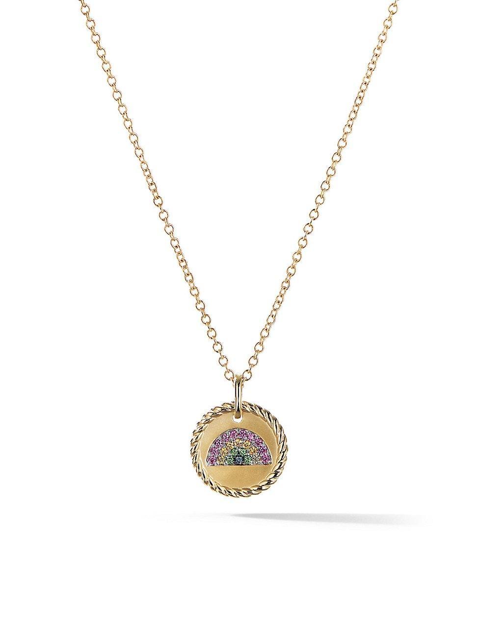 Womens Cable Collectibles Rainbow Necklace in 18K Yellow Gold with Pav Sapphires and Tsavorites Product Image