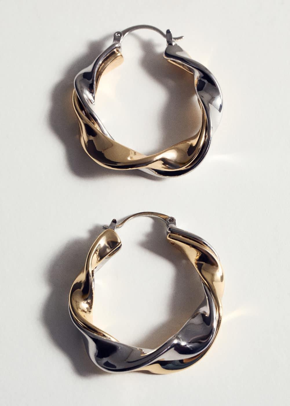 MANGO - Twisted hoop earrings - One size - Women Product Image