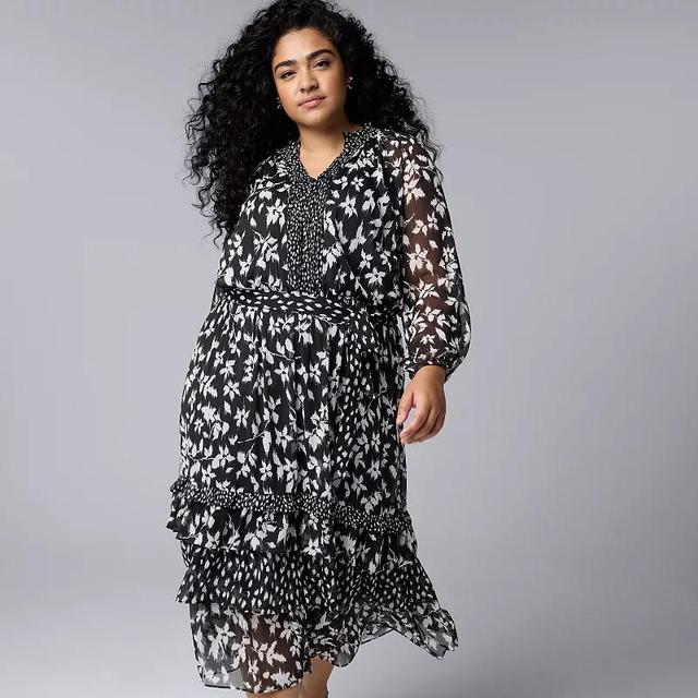 Plus Size Simply Vera Vera Wang Tiered Ruffle Maxi Dress, Womens Product Image