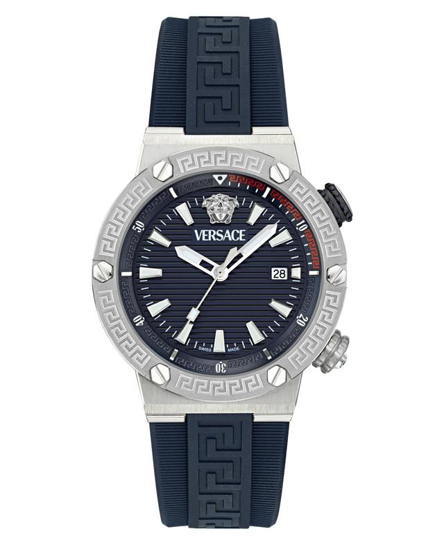 Mens Greca Logo Polyurethane-Strap Watch, 43mm Product Image