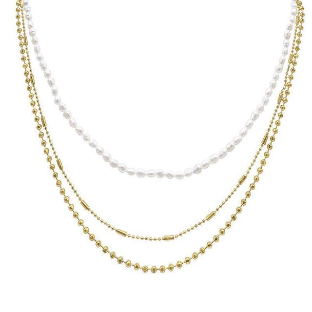 Adornia 14k Gold Plated Cultured Freshwater Pearl Layered Necklace, Womens, White Product Image