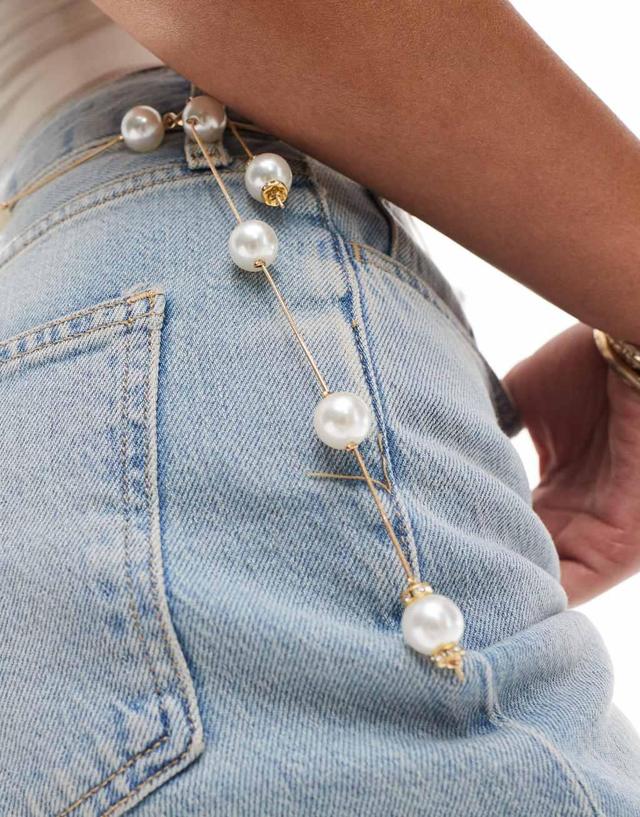 Kaiia pearl chain belt in gold Product Image