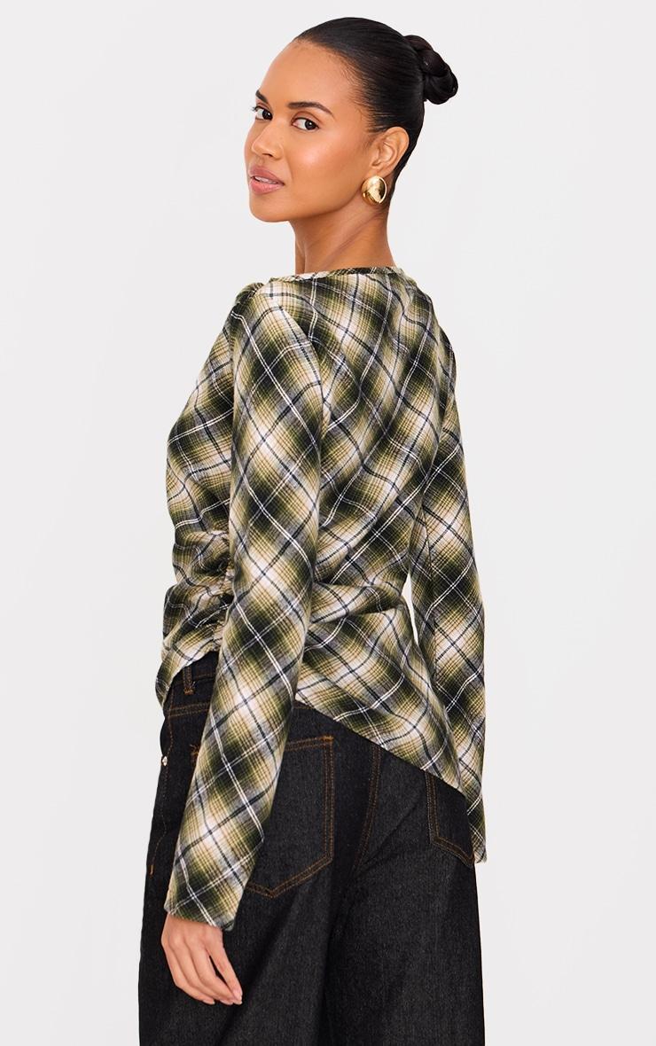 Green Check Asymmetric Long Top Product Image