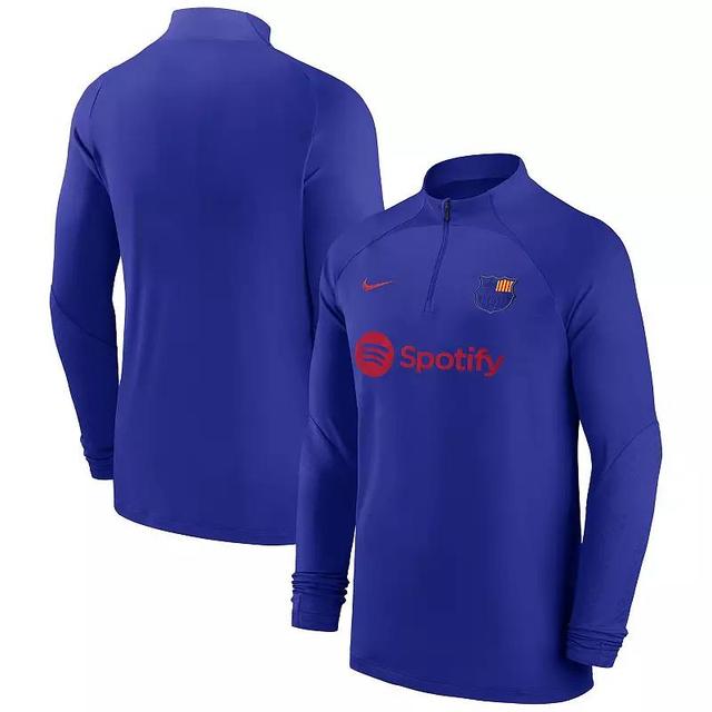 Mens Nike Blue Barcelona Strike Drill Performance Quarter-Zip Raglan Long Sleeve Top Product Image