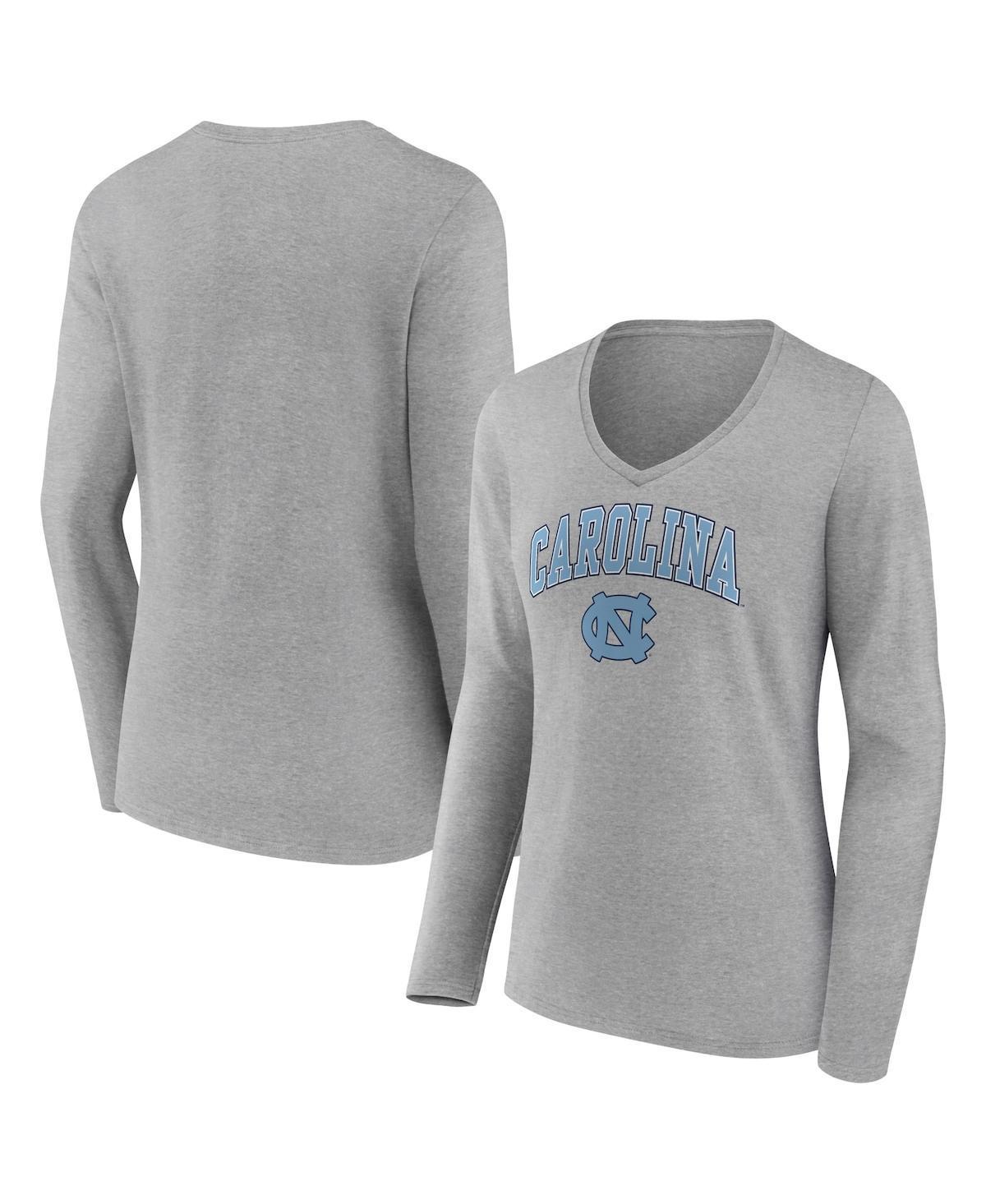 Womens Fanatics Branded Heather Gray North Carolina Tar Heels Evergreen Campus Long Sleeve V-Neck T-Shirt Product Image