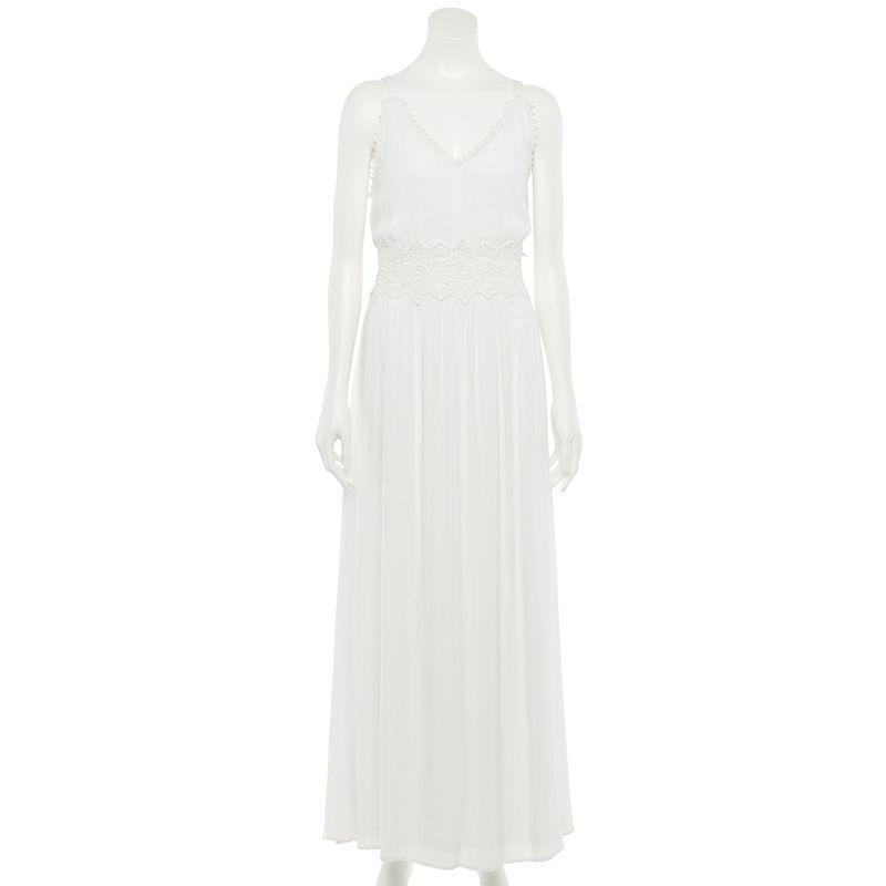 Womens Nina Leonard Crochet Trim Maxi Dress Product Image