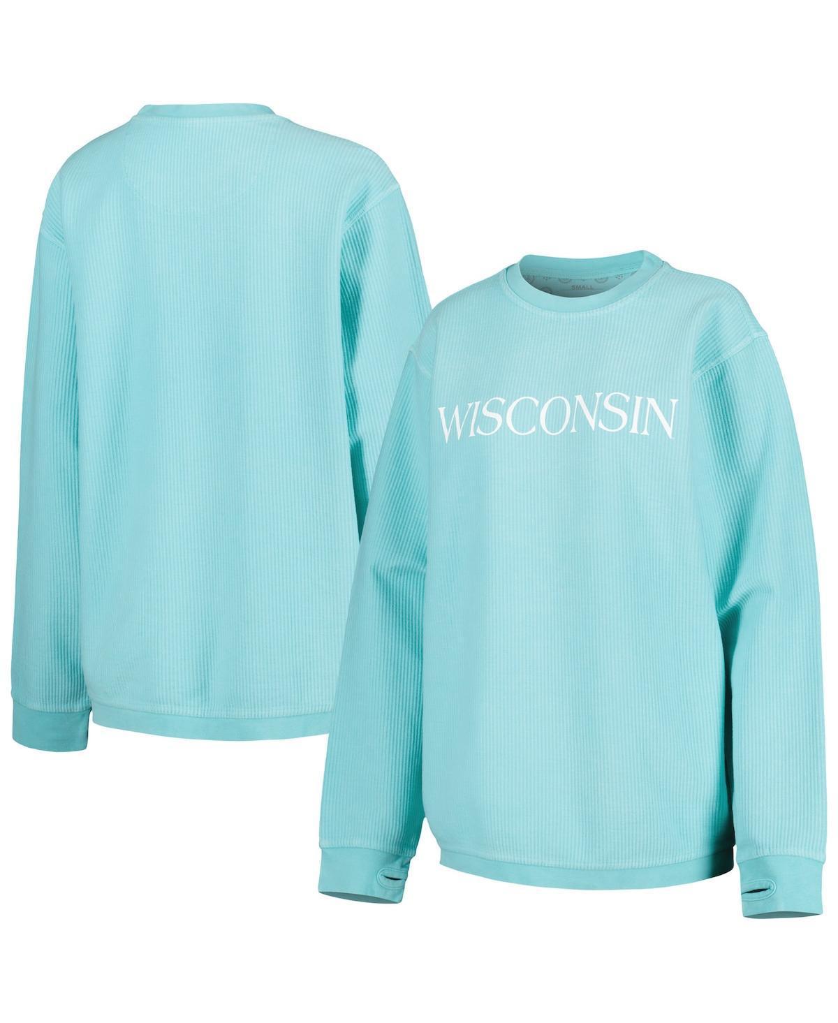 Womens Pressbox Mint Wisconsin Badgers Comfy Cord Bar Print Pullover Sweatshirt Product Image