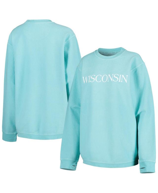 Womens Pressbox Mint Wisconsin Badgers Comfy Cord Bar Print Pullover Sweatshirt Product Image