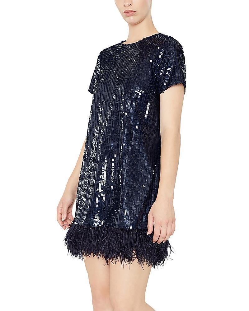 LIKELY Marullo Sequin Feather Trim Dress Product Image