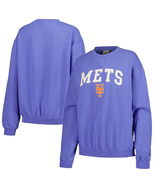 Womens Soft as a Grape Royal New York Mets Pigment Dye Pullover Sweatshirt Product Image