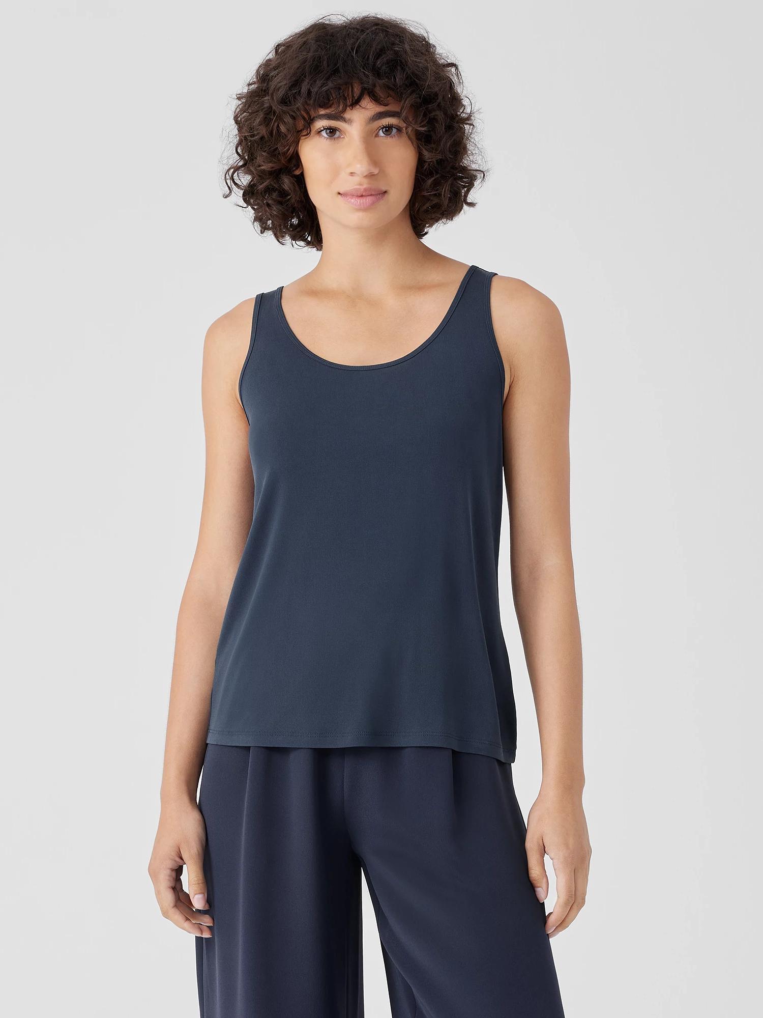 EILEEN FISHER Stretch Silk Jersey Scoop Neck Tankfemale Product Image