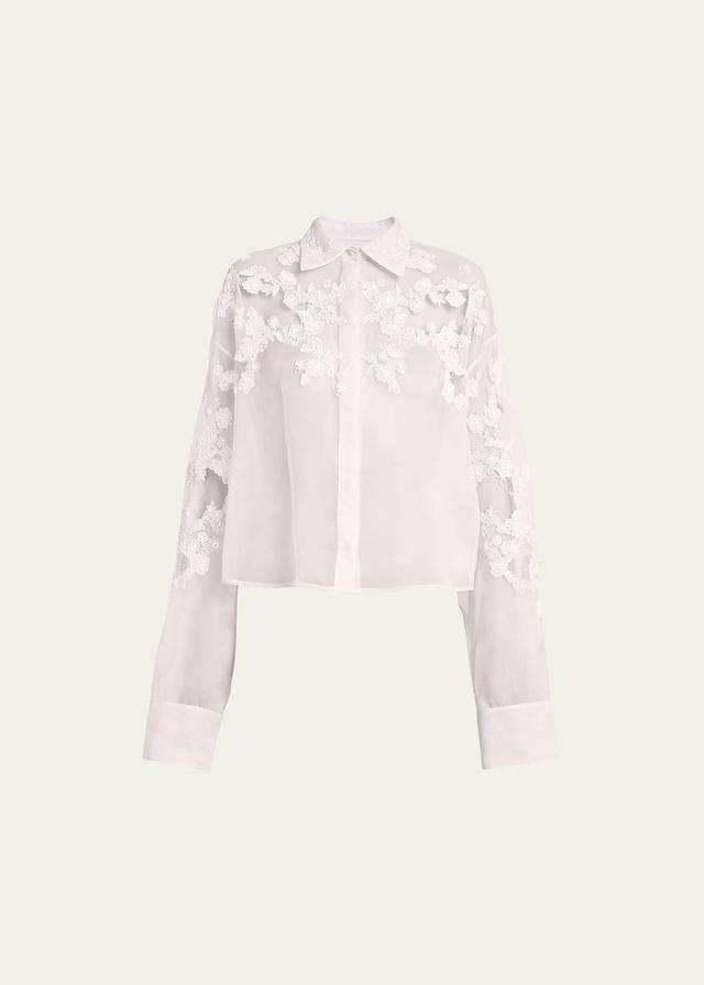 Womens Embroidered Organza Shirt Product Image