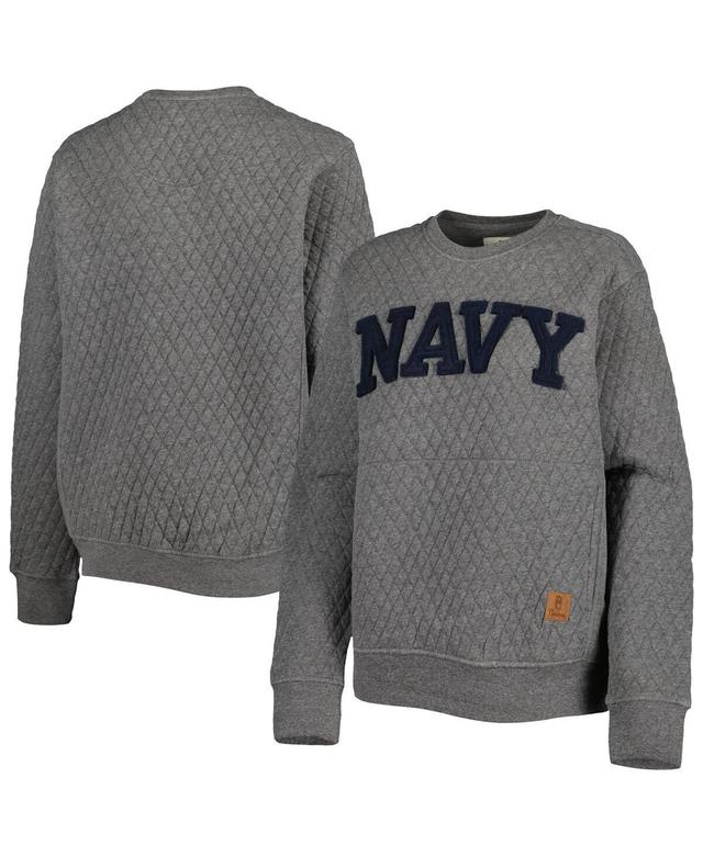 Womens Pressbox Heather Charcoal Navy Midshipmen Moose Quilted Pullover Sweatshirt Product Image