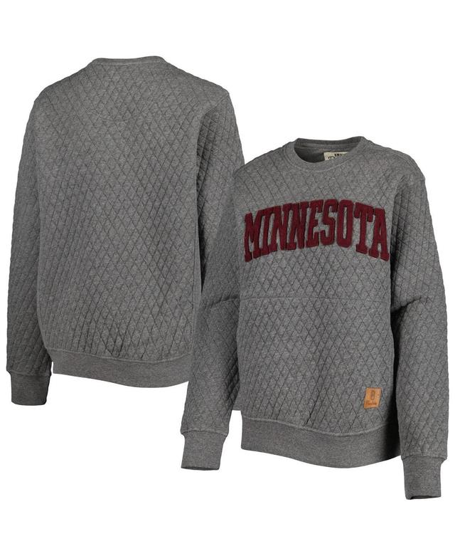 Womens Pressbox Heather Charcoal Minnesota Golden Gophers Moose Quilted Pullover Sweatshirt Product Image