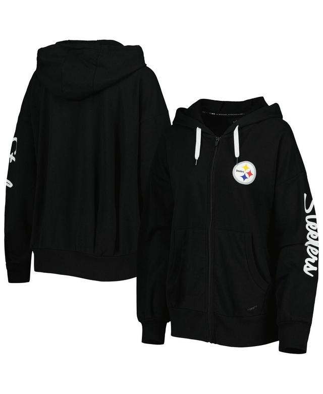 Women's MSX by Michael Strahan  Black Pittsburgh Steelers Emerson Lightweight Full-Zip Hoodie Product Image