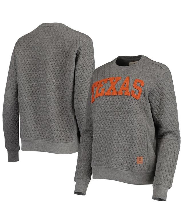 Womens Pressbox Heather Charcoal Texas Longhorns Moose Quilted Pullover Sweatshirt Product Image