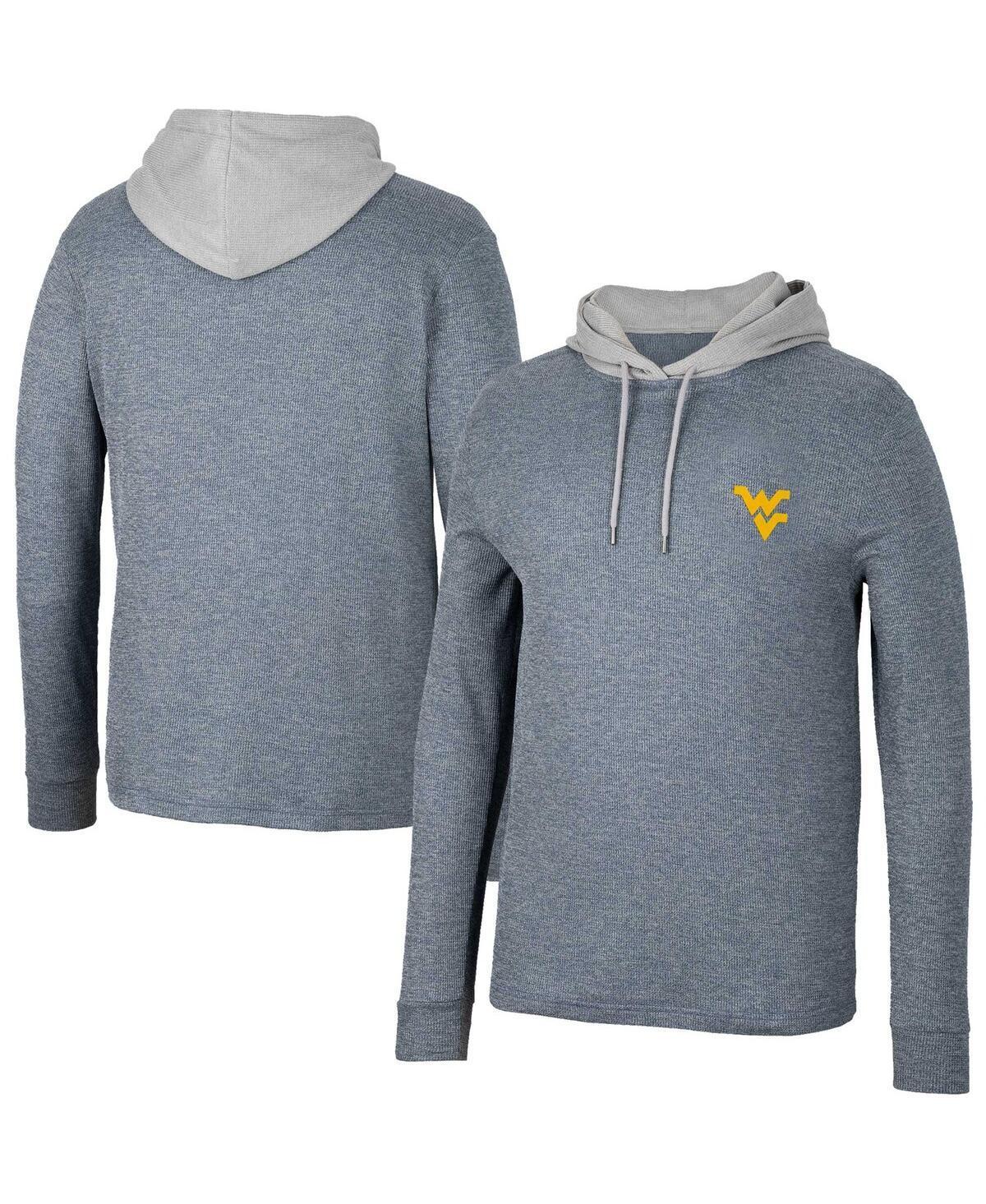 Mens Colosseum Navy West Virginia Mountaineers Ballot Waffle-Knit Thermal Long Sleeve Hoodie T-Shirt WVU Blue Product Image