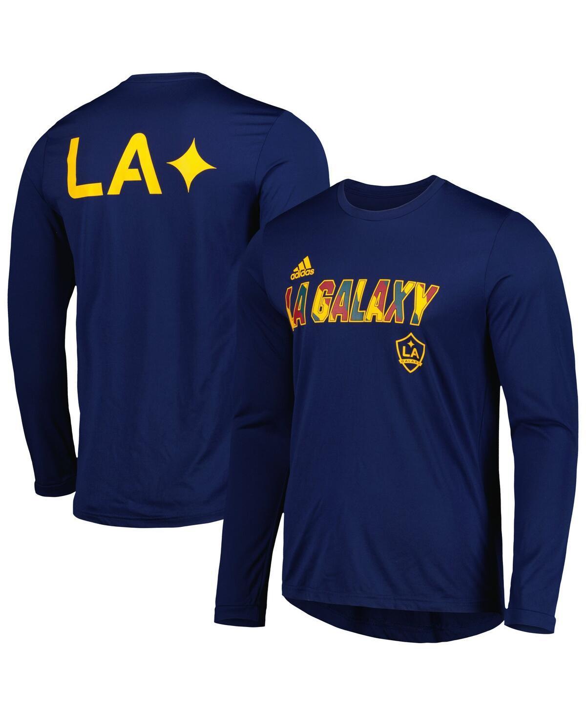 Mens adidas LA Galaxy Jersey Hook AEROREADY Long Sleeve T-Shirt Blue Product Image