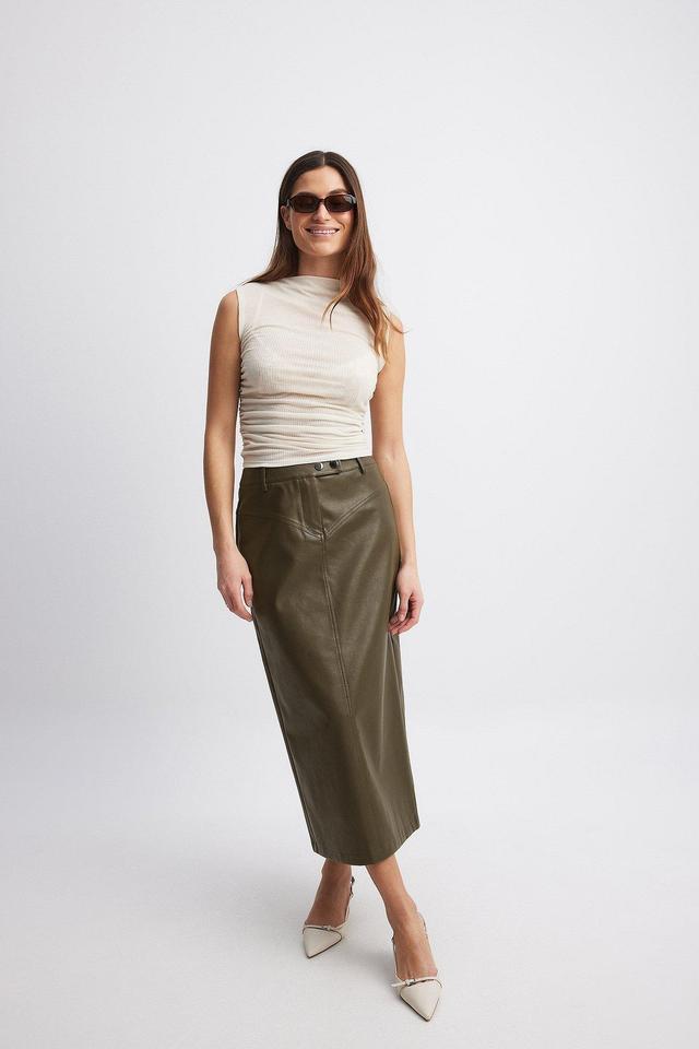 PU Mid Waist Midi Skirt Product Image