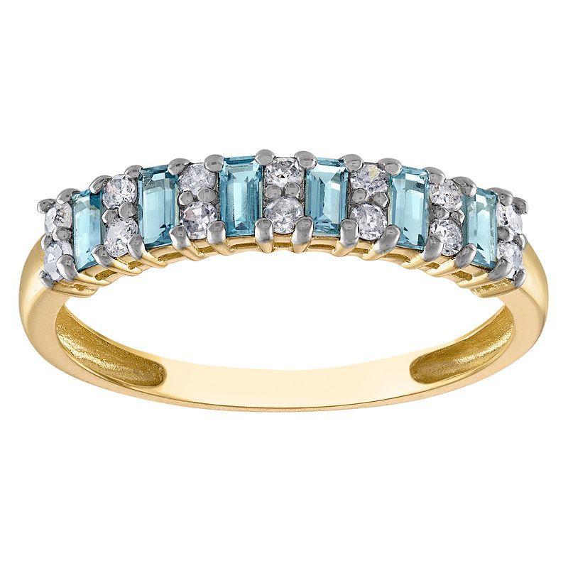 10k Gold Sapphire & Diamond Ring, Womens, Size: 6, Blue Product Image