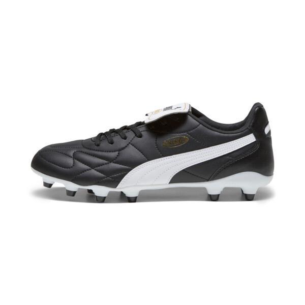 PUMA KING TOP Firm Ground/Artificial Ground Men's Soccer Cleats Shoes in Black/White/Gold Product Image