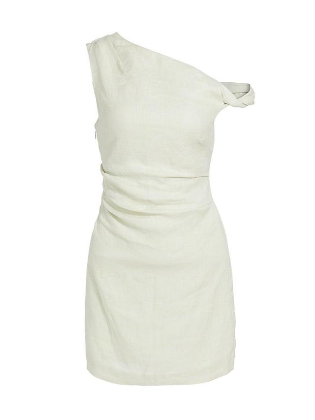 Womens Iris Linen One-Shoulder Minidress Product Image