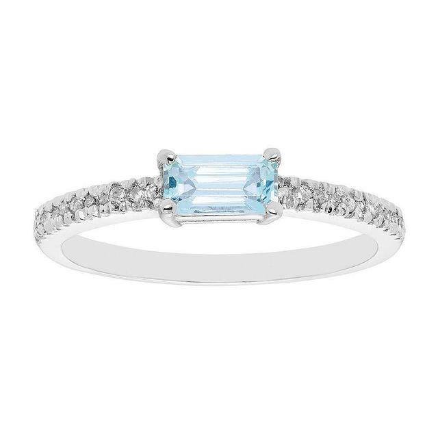 The Regal Collection 14k Gold 1/10 Carat T.W. Diamond & Aquamarine Ring, Womens Blue Product Image