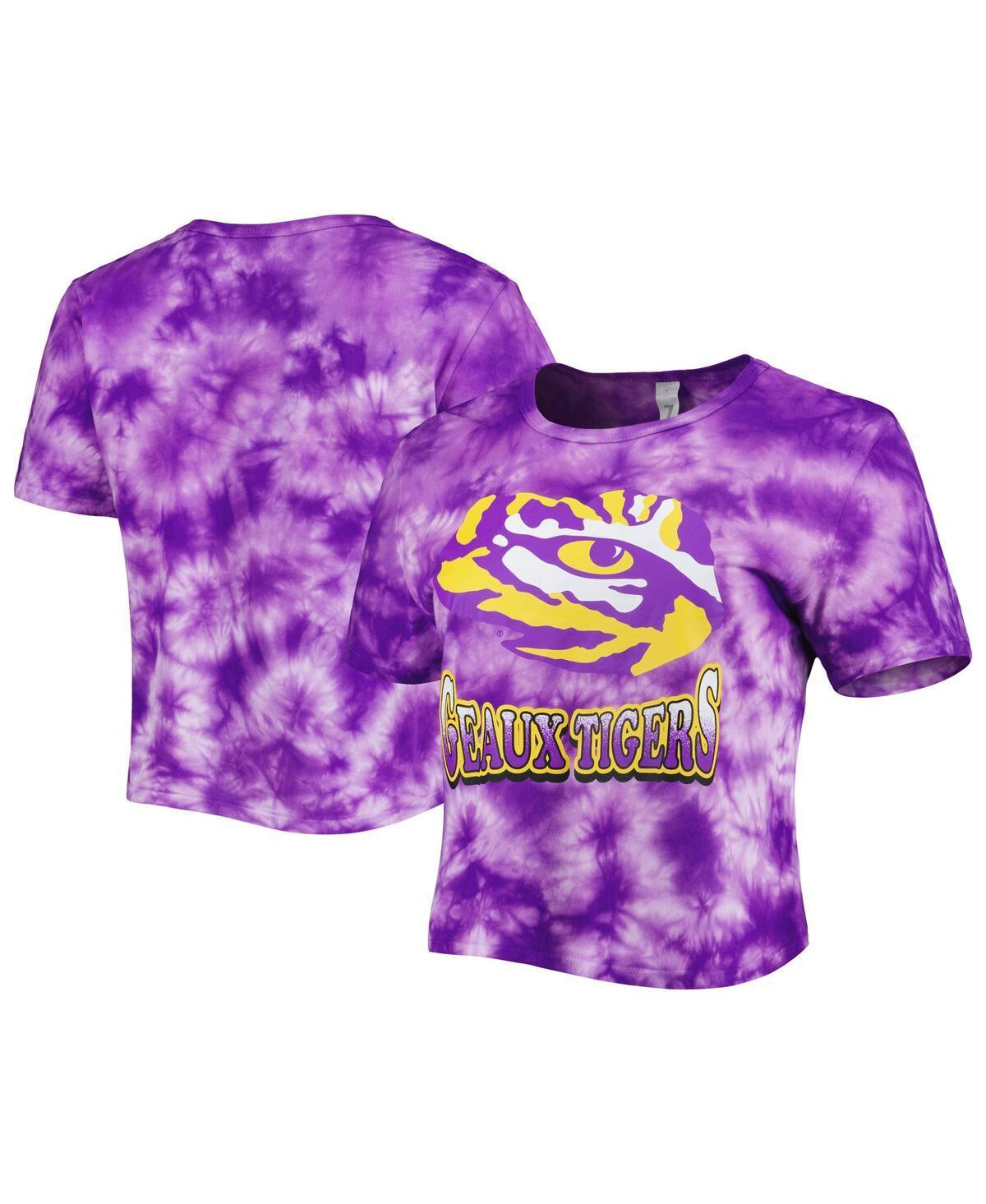 Womens ZooZatz Purple Lsu Tigers Cloud-Dye Cropped T-shirt Product Image