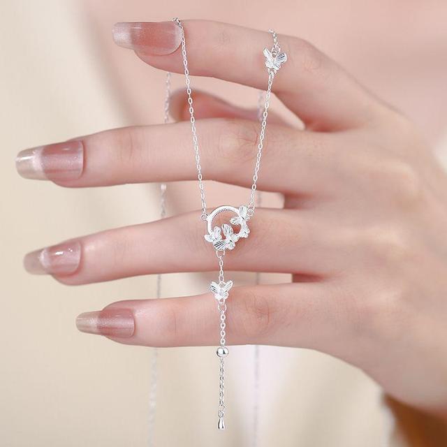 999 Sterling Silver Butterfly Lariat Necklace Product Image