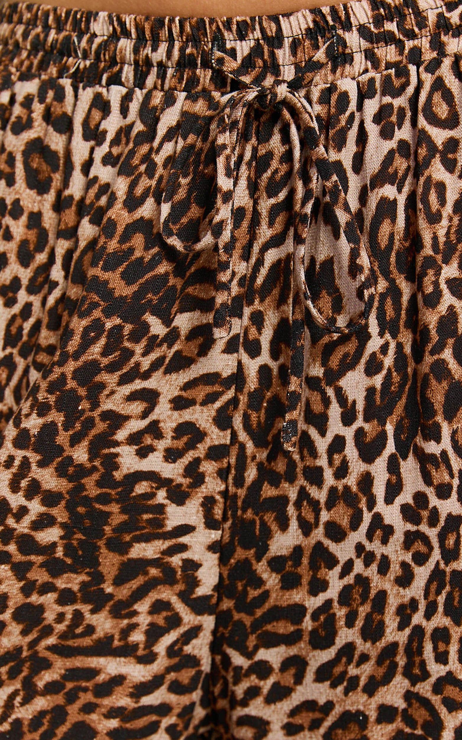 Lopez Pants - Elasticated Straight Leg Pants in Tonal Leopard Print Product Image