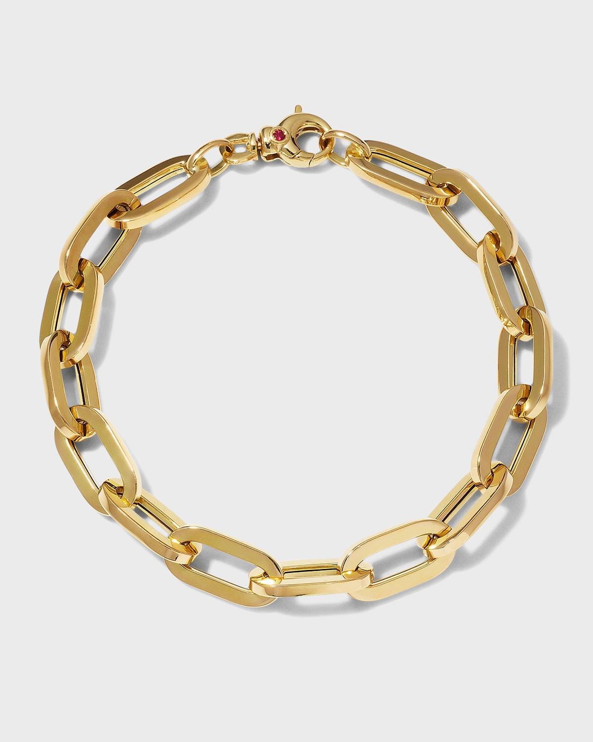 Womens 18K Yellow Gold Flat Oval-Link Chain Bracelet Product Image