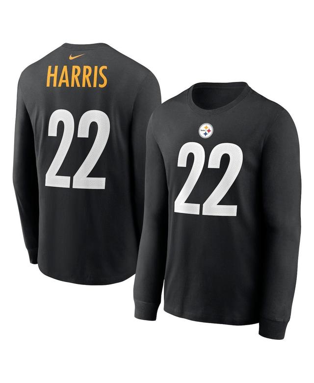 Mens Nike Najee Harris Black Pittsburgh Steelers Player Name & Number Long Sleeve T-shirt Product Image