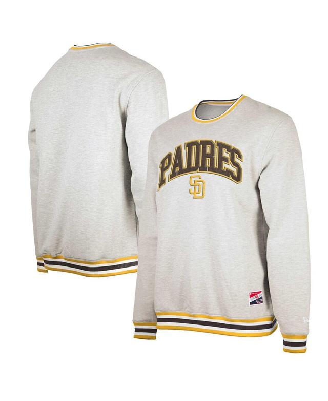 Mens New Era Heather Gray San Diego Padres Throwback Classic Pullover Sweatshirt Product Image