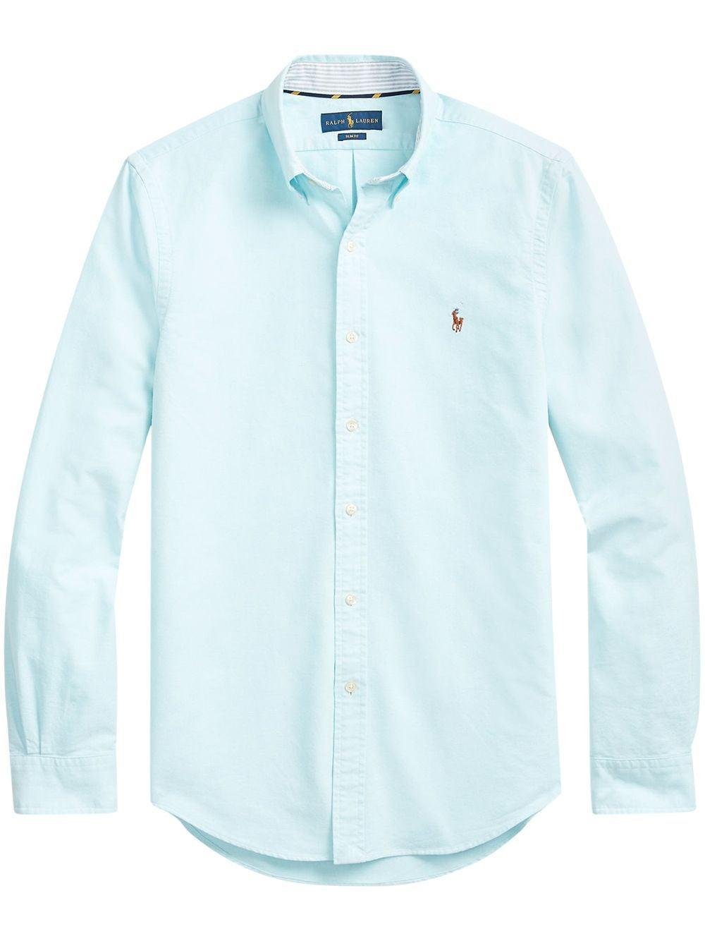 POLO RALPH LAUREN Embroidered Logo Oxford Shirt In Blue Product Image