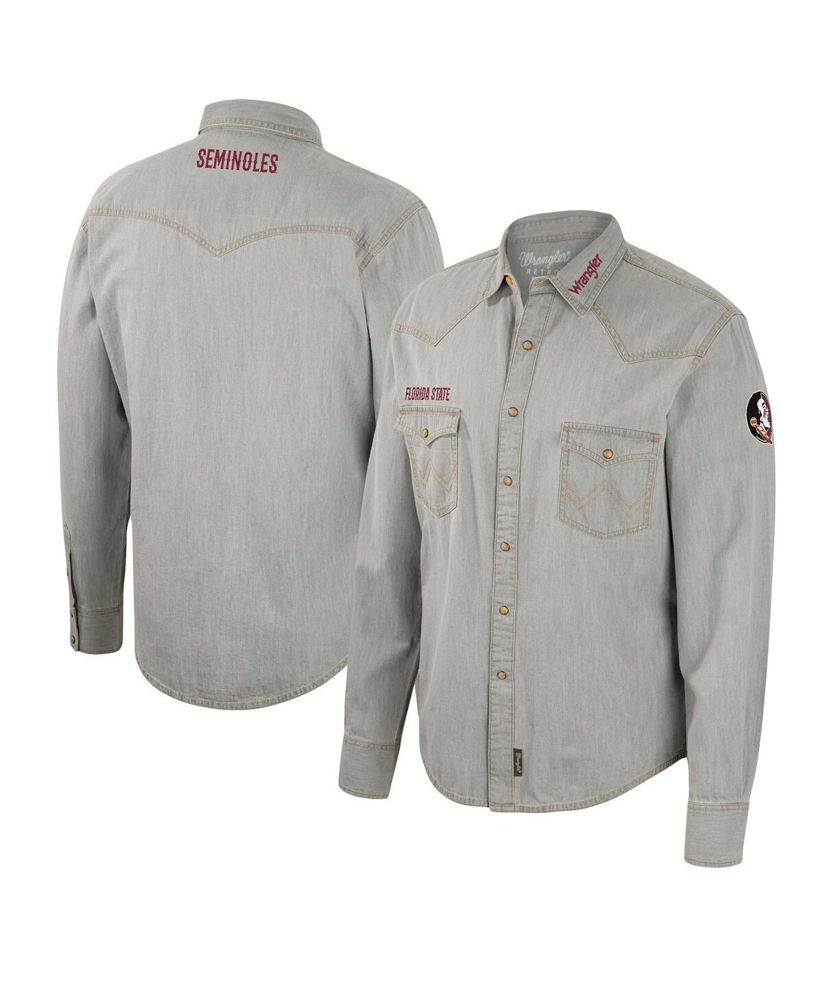 Mens Colosseum x Wrangler Gray Georgia Bulldogs Cowboy Cut Western Full-Snap Long Sleeve Shirt Product Image