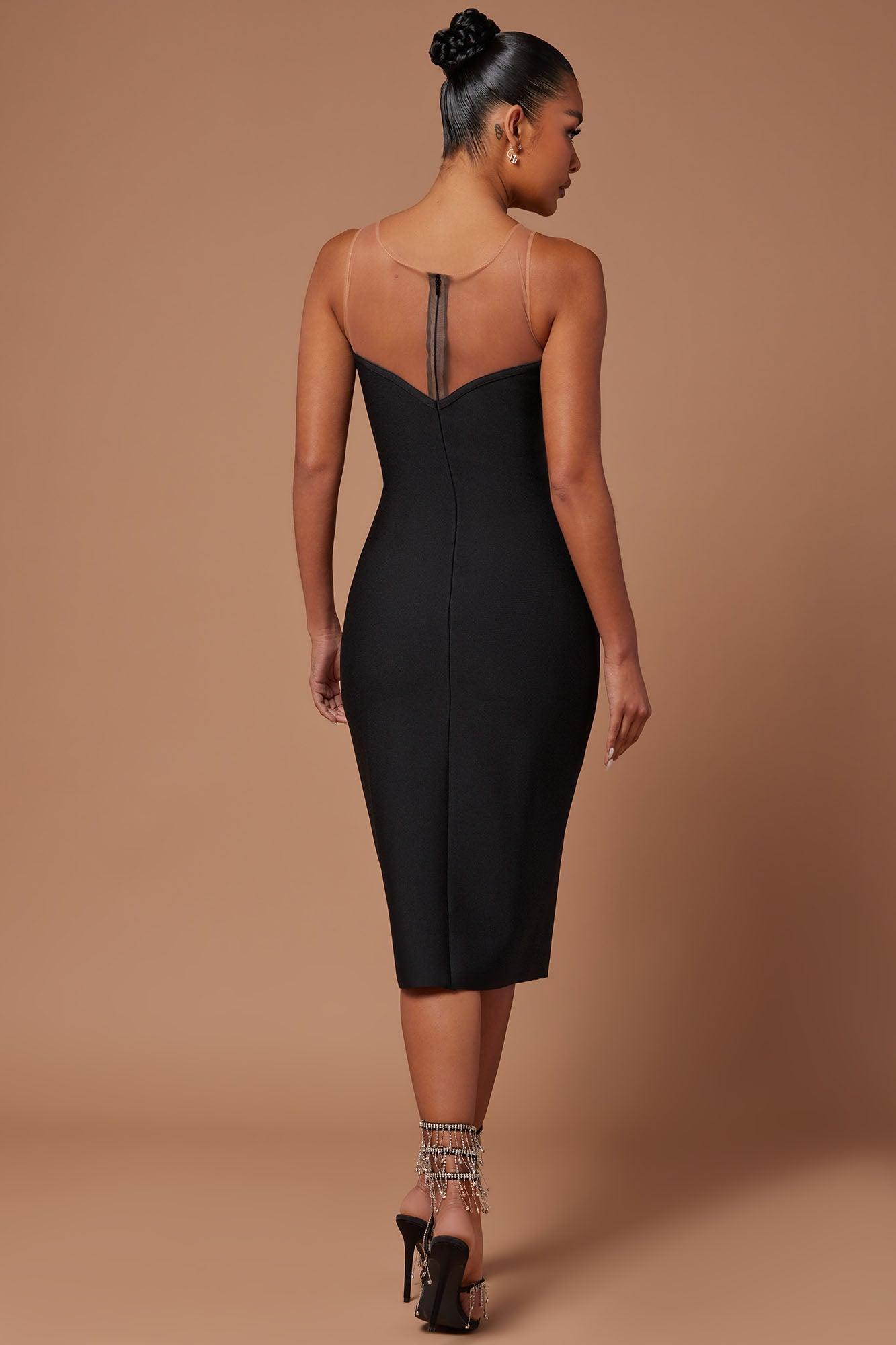 Evie Mae Bandage Midi Dress - Black Product Image