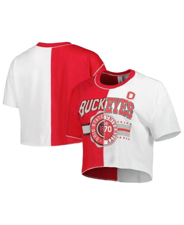 Womens ZooZatz Scarlet Ohio State Buckeyes Colorblock Cropped T-shirt - Scarlet Product Image