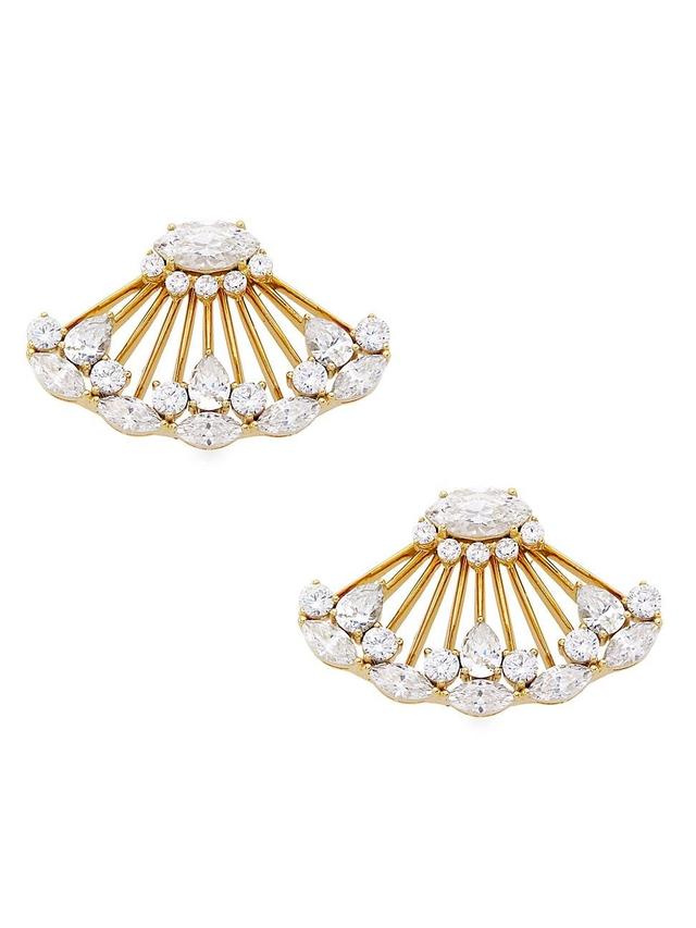 Womens Ear Candy 18K Gold-Plated & Cubic Zirconia Fan Earrings Product Image