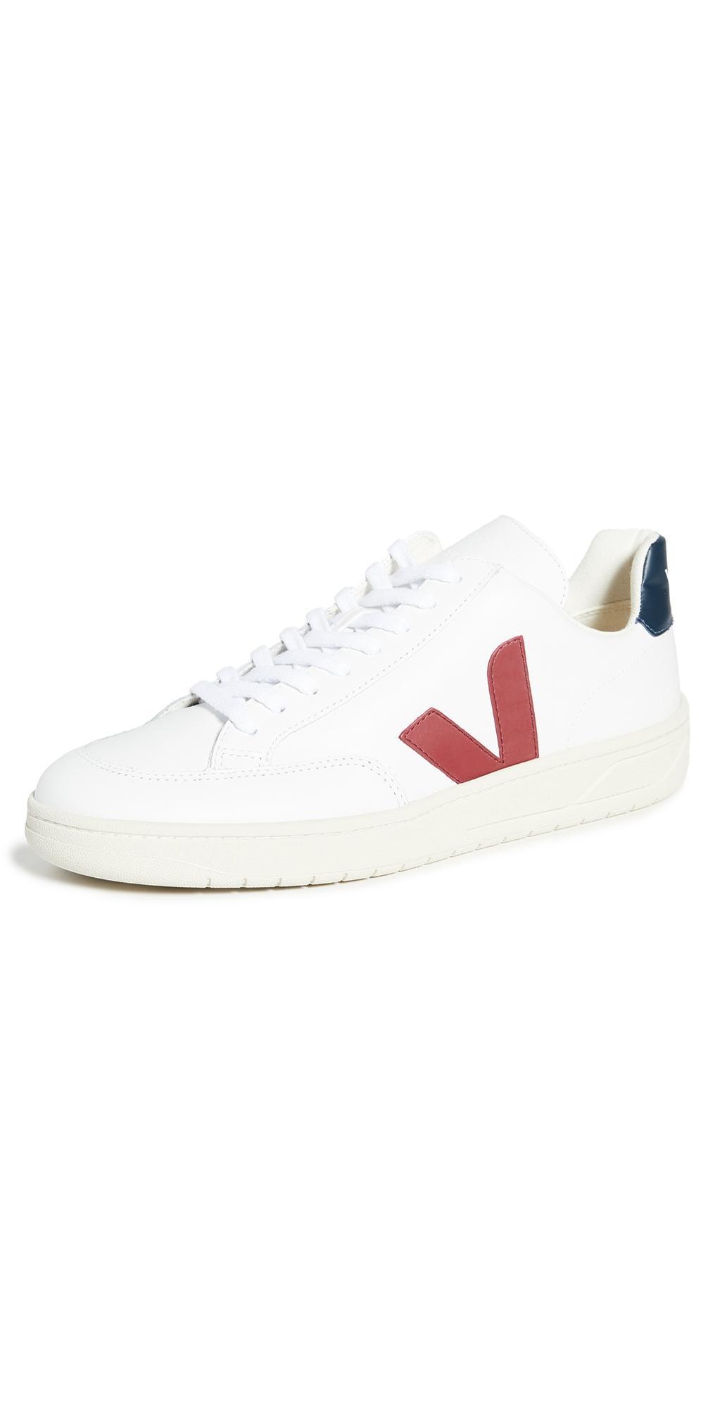 Veja V-12 Leather Sneakers Extra White/Marsala/Nautico 41 Product Image