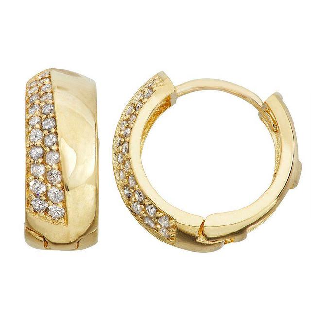 Tiara 10k Gold 1/3 Carat T.W. Diamond Huggie Hoop Earrings, Womens Product Image